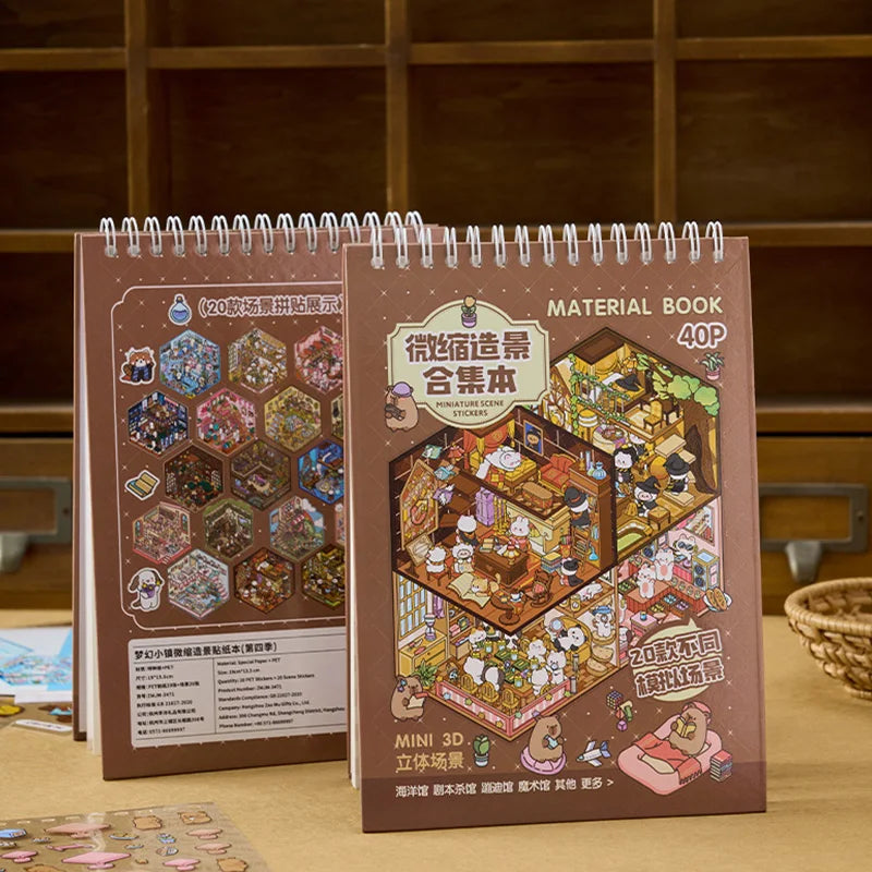 40-piece set, including 20 scene cards, 20 stickers, 3D mini scene stickers, and DIY handmade 3D scenery