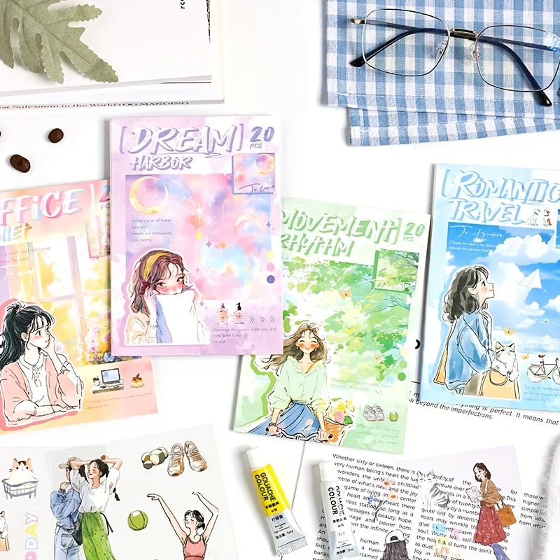 80Pcs Life-Like Character Sticker Book Easy-To-Use Adhesive, Vibrant Winter Scenes, Suitable for Scrapbooking, Journaling, and Diary Decoration