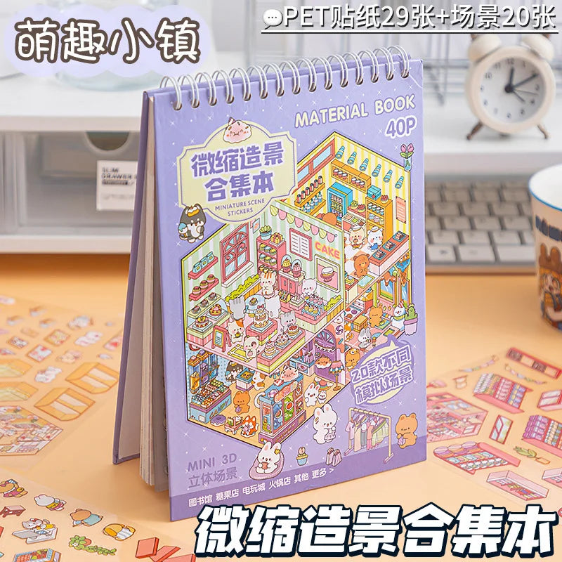 40-piece set, including 20 scene cards, 20 stickers, 3D mini scene stickers, and DIY handmade 3D scenery