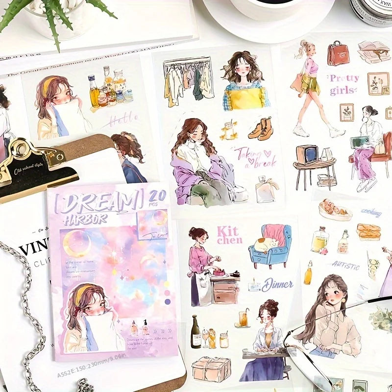 80Pcs Life-Like Character Sticker Book Easy-To-Use Adhesive, Vibrant Winter Scenes, Suitable for Scrapbooking, Journaling, and Diary Decoration