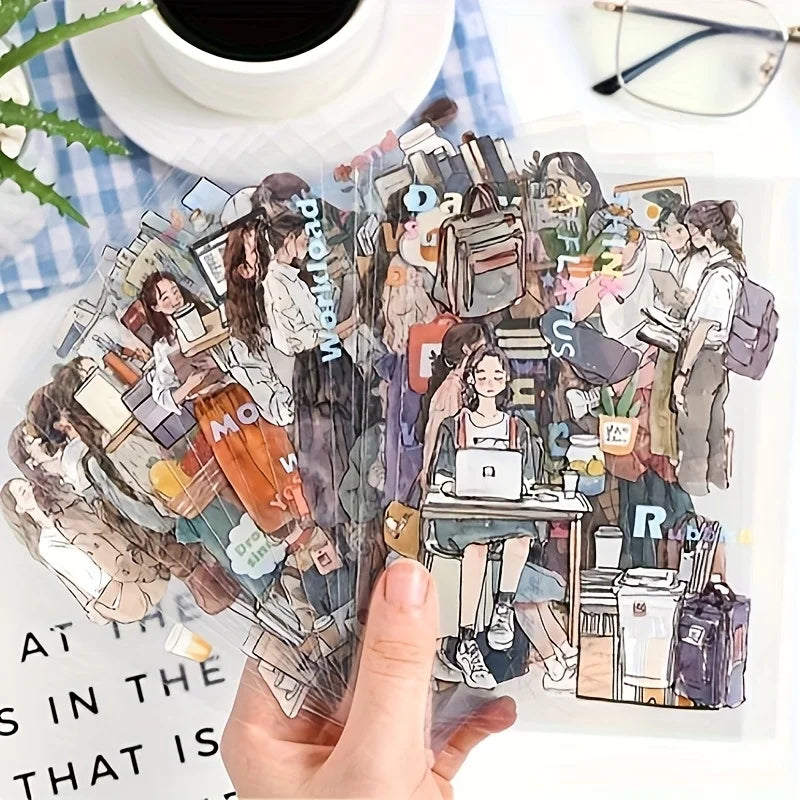 80Pcs Life-Like Character Sticker Book Easy-To-Use Adhesive, Vibrant Winter Scenes, Suitable for Scrapbooking, Journaling, and Diary Decoration