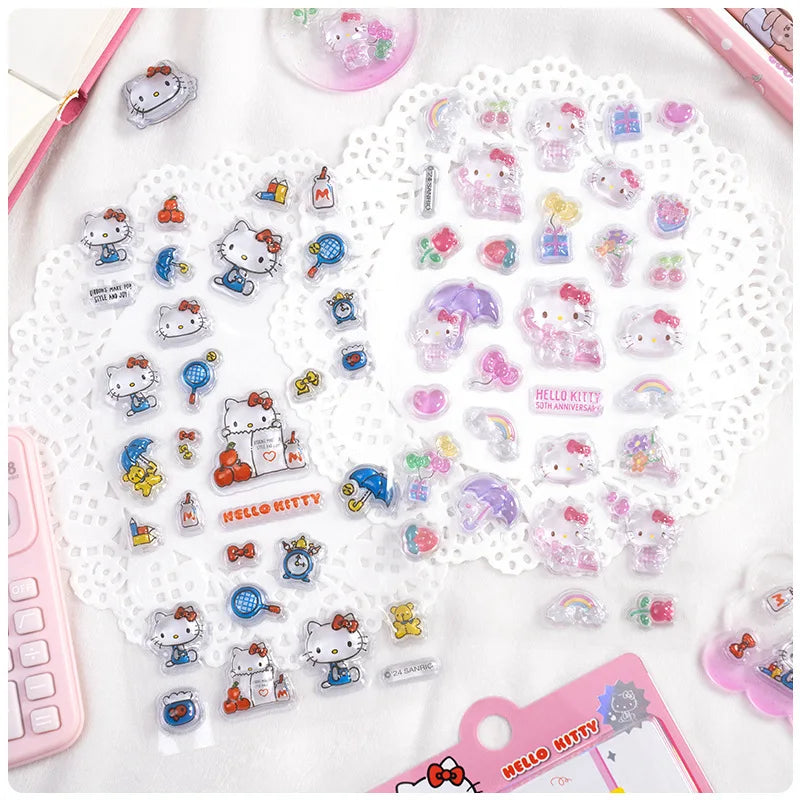 3D Cartoon Hellokitty Relief Stickers Cute Glitter Stickers Phone Case Decoration Stickers DIY Handmade Notebook Album Decoratio